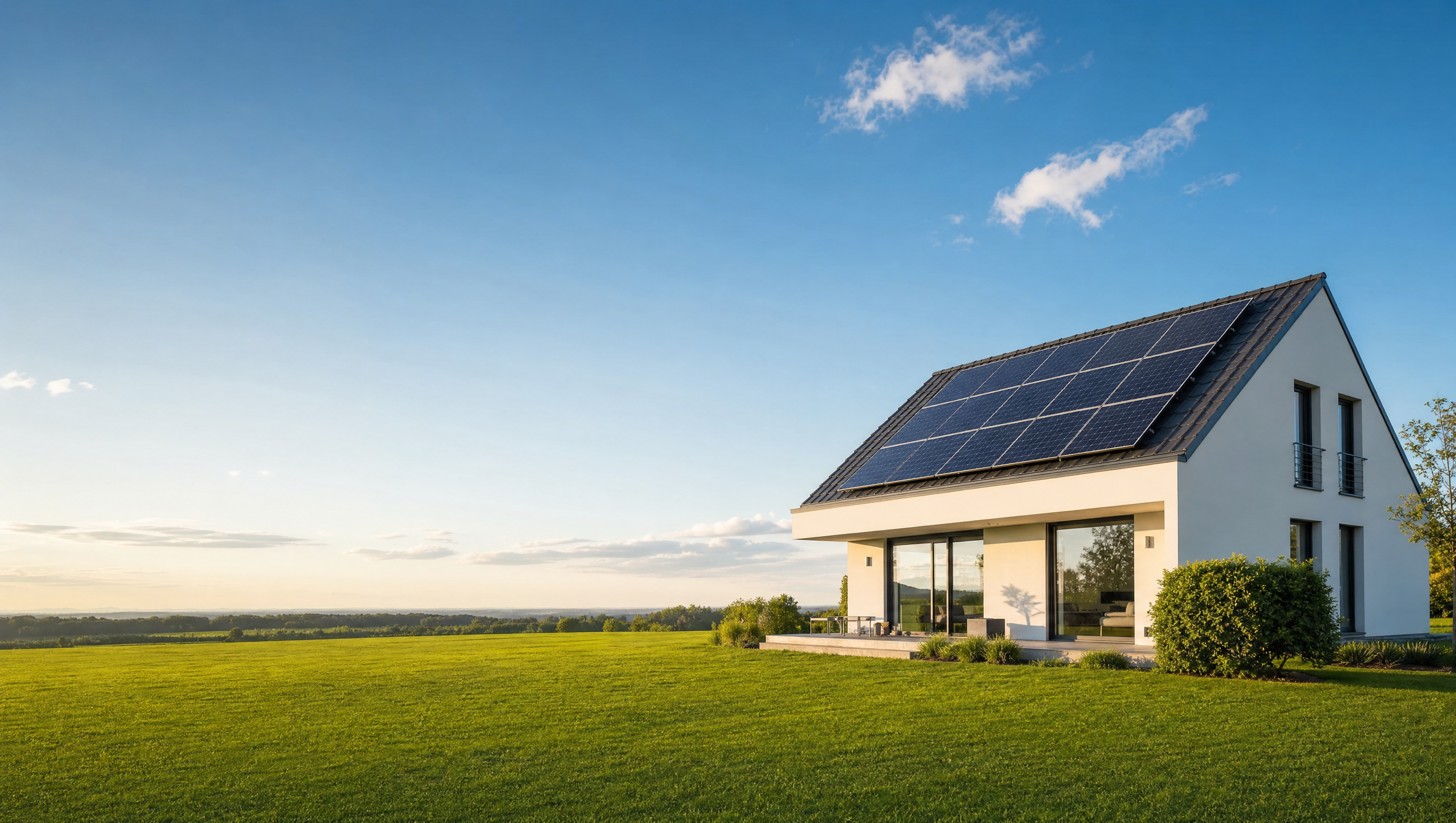 Panouri fotovoltaice montate pe acoperisul unei cladiri industriale moderne